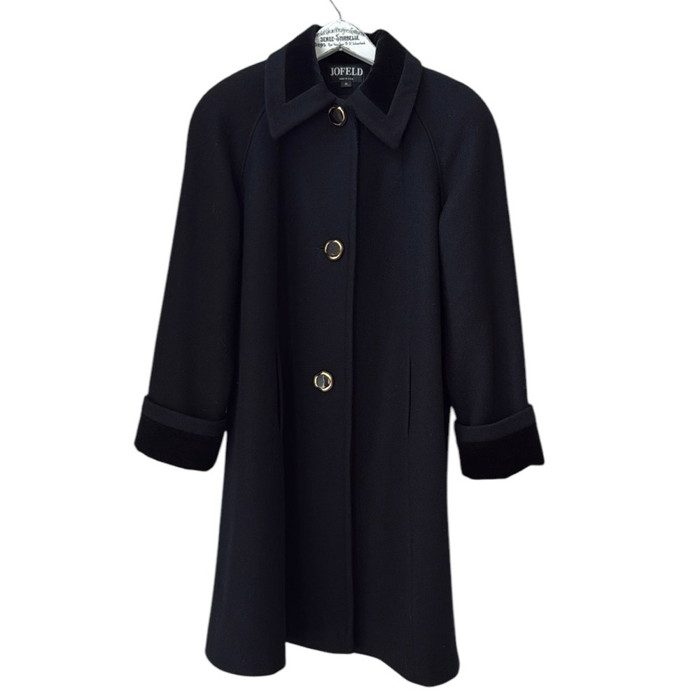Vintage JOFELD Coat With Velvet Cuffs And Collar  80s 90s Size M